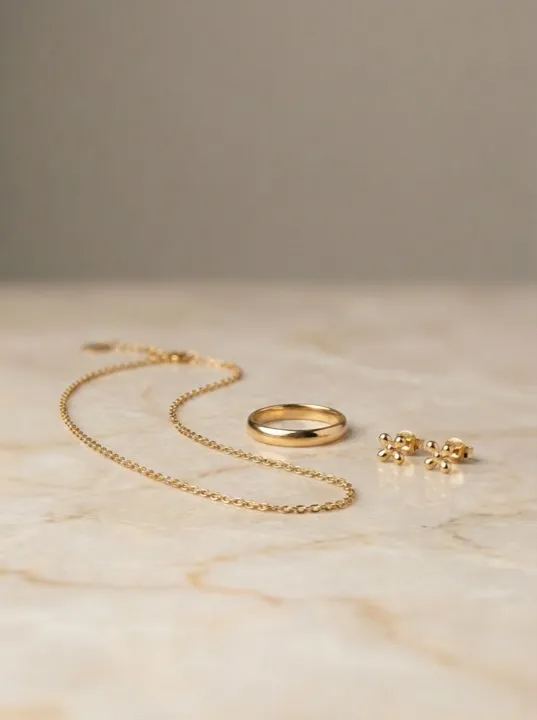 Altgold und Bruchgold – Goldkette, Ehering und Ohrringe aus Gold